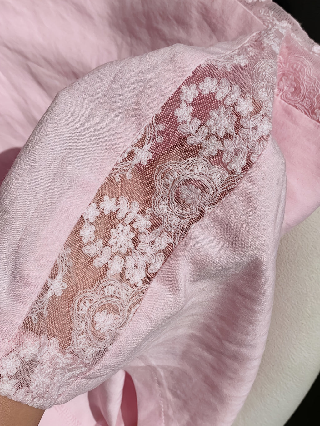 Pink Lace Patchwork Elastic Waist Casual Versatile Trousers