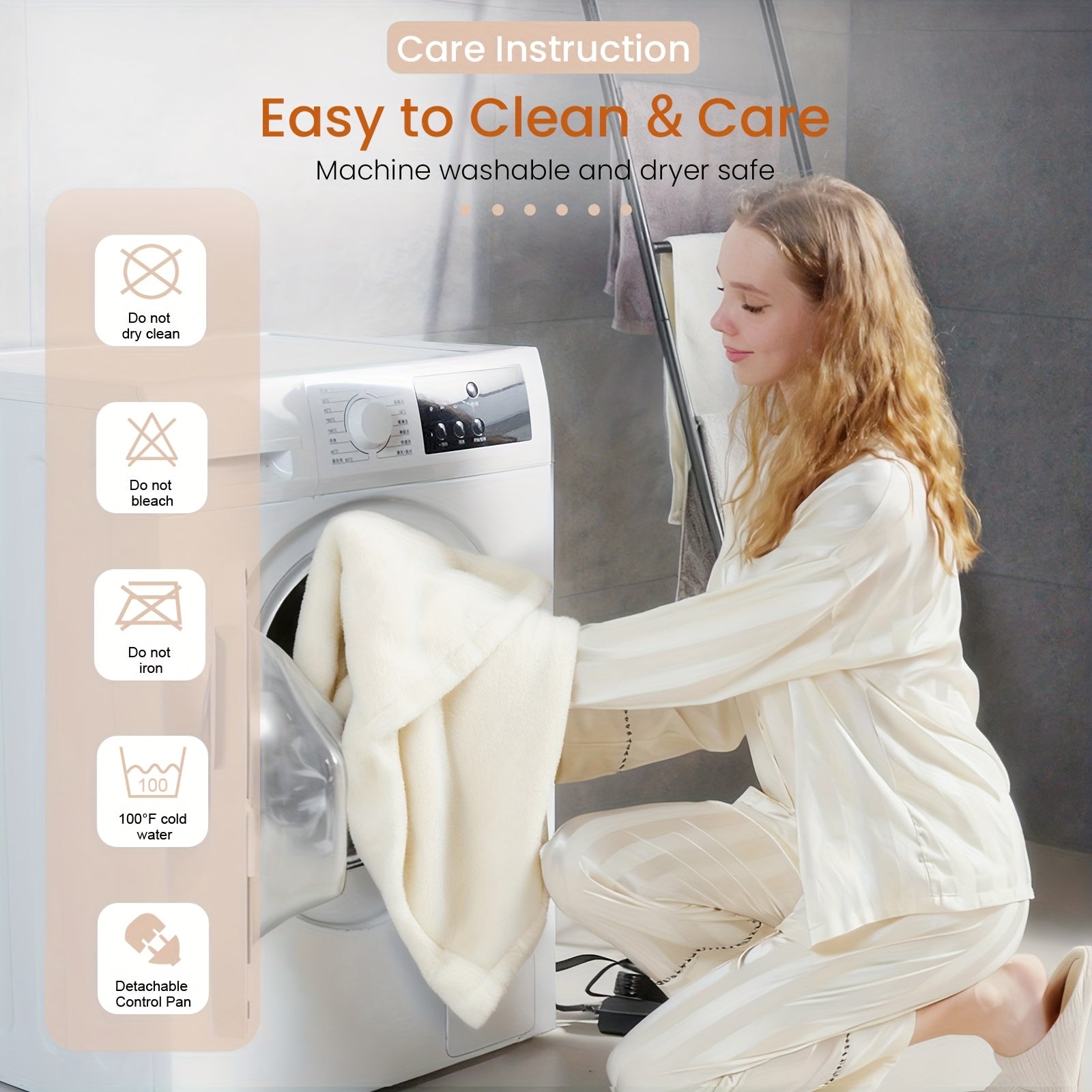 50"x60" Electric Heated Throw Blanket with Remote Control & One-Touch Operation