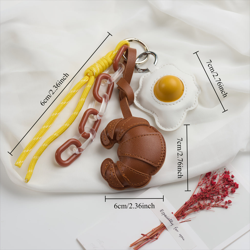 PU Frying Egg Horns Keychain