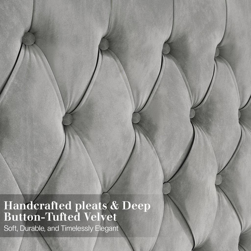 61.4" Tall Luxury Bed Frame with Tufted Wingback Headboard