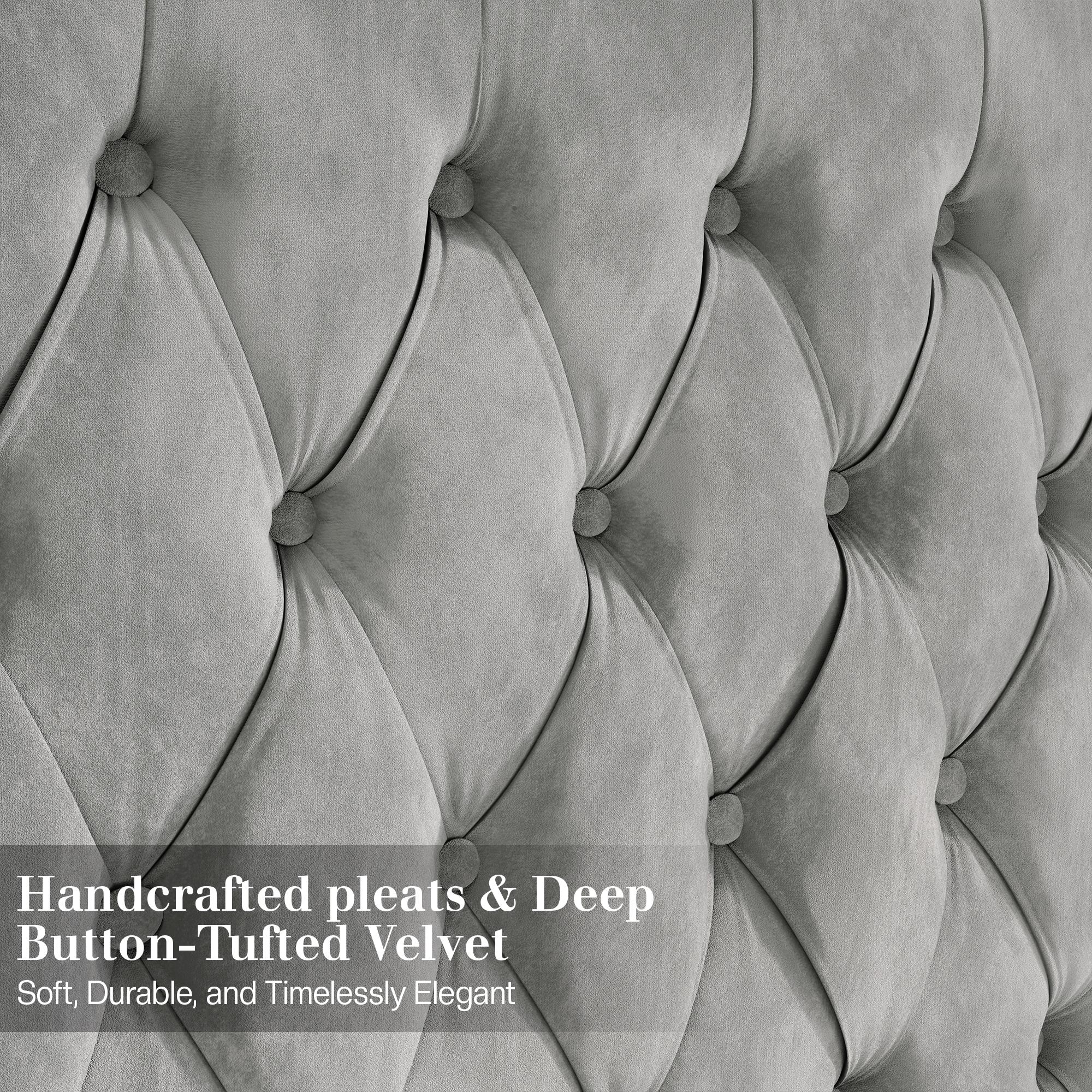 61.4" Tall Luxury Bed Frame with Tufted Wingback Headboard