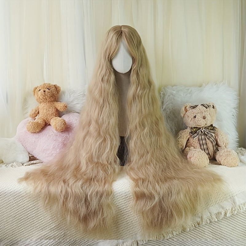 Chic 44-Inch Long Curly Princess Wig with Bangs