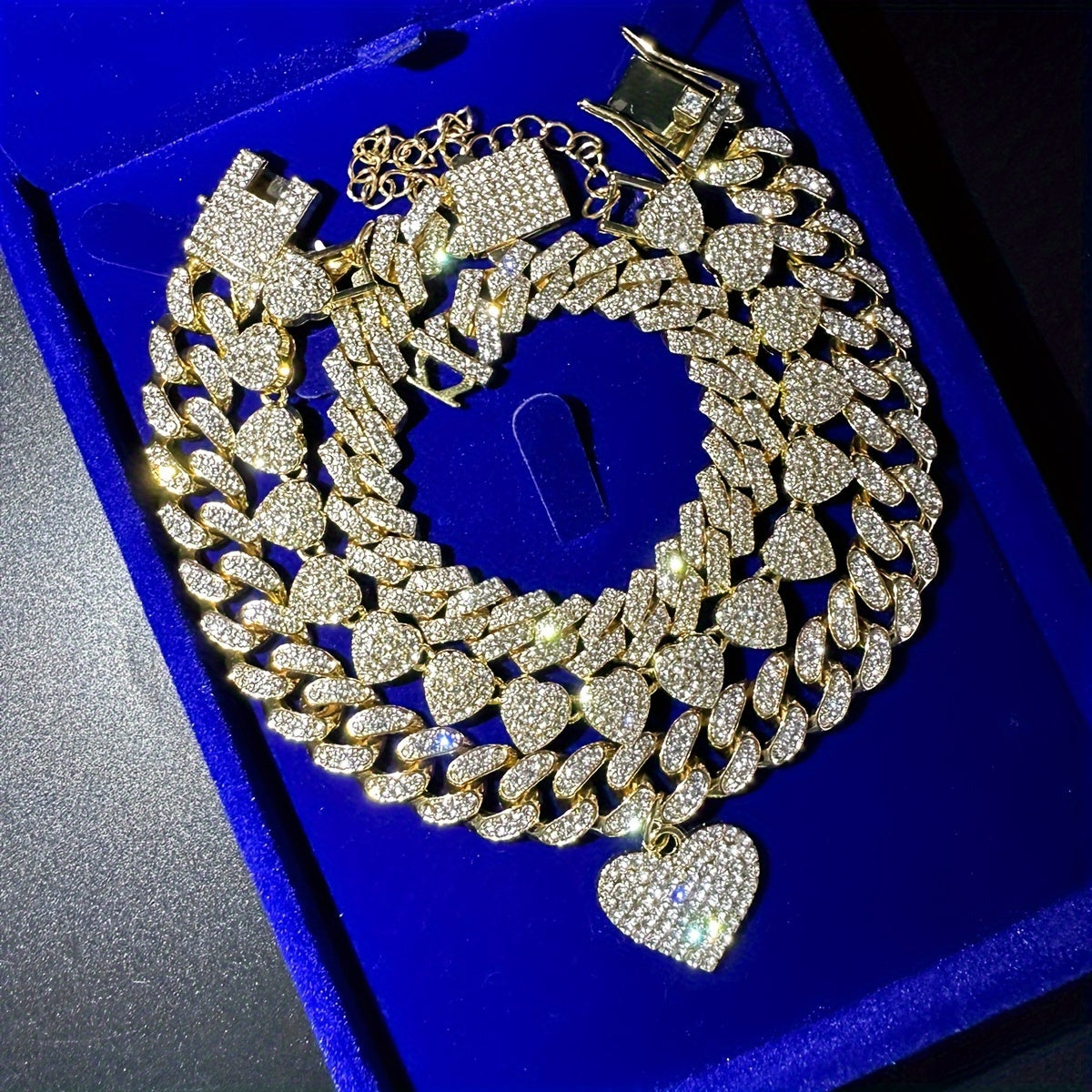 {3pcs} Shiny Heart Pendant Anklets