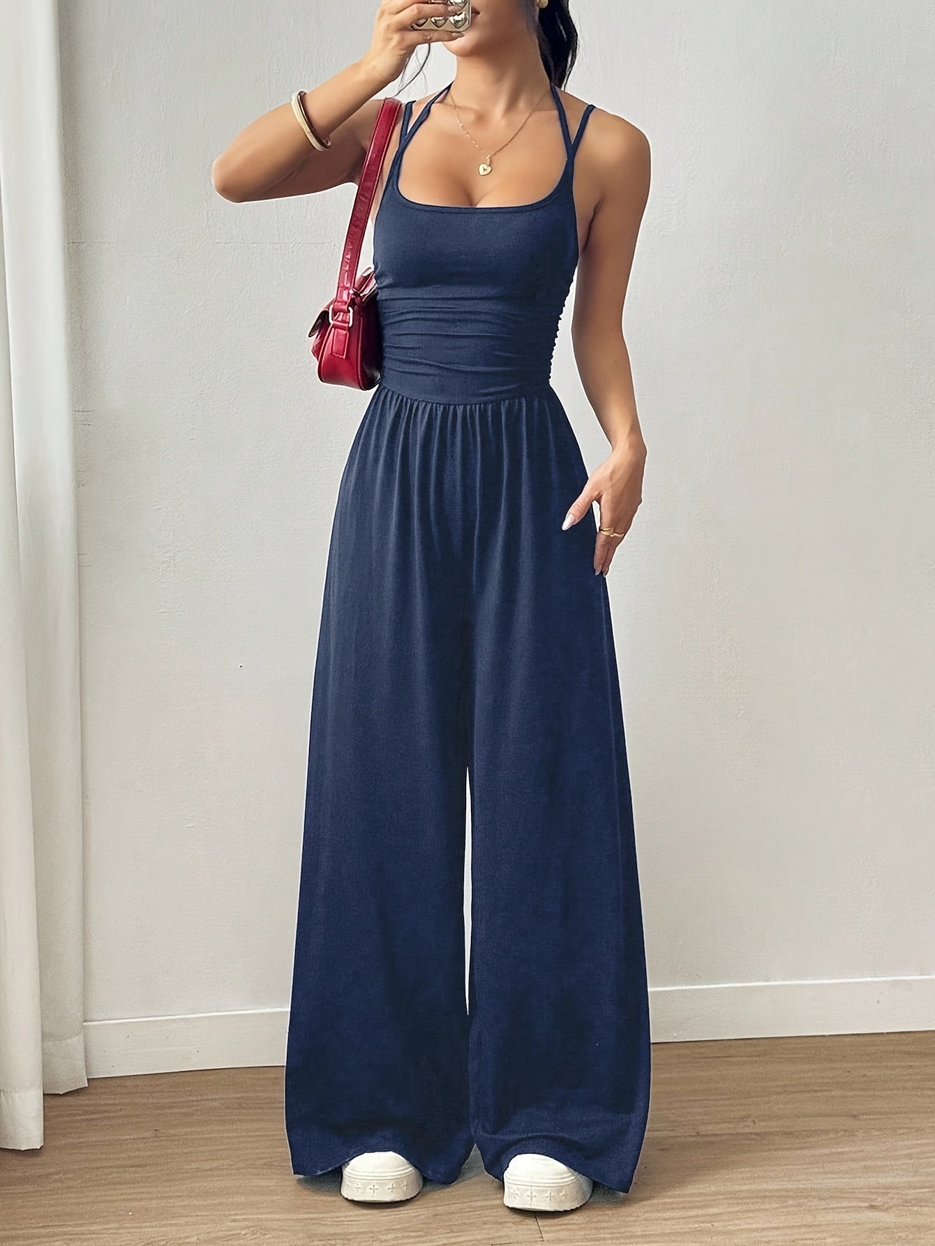 Off-Shoulder Ruched Jumpsuit