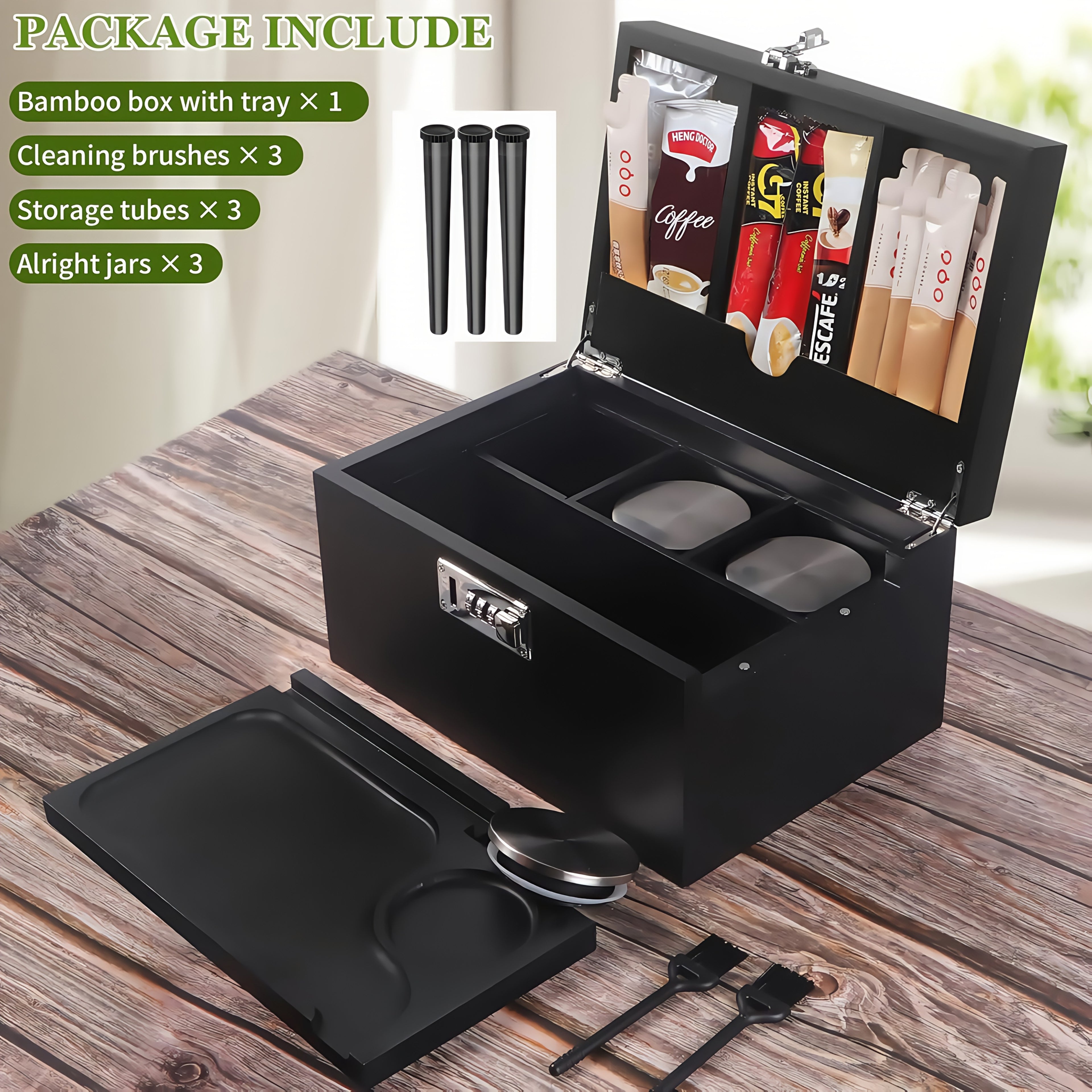 Large Bamboo Storage Box with Combination Lock