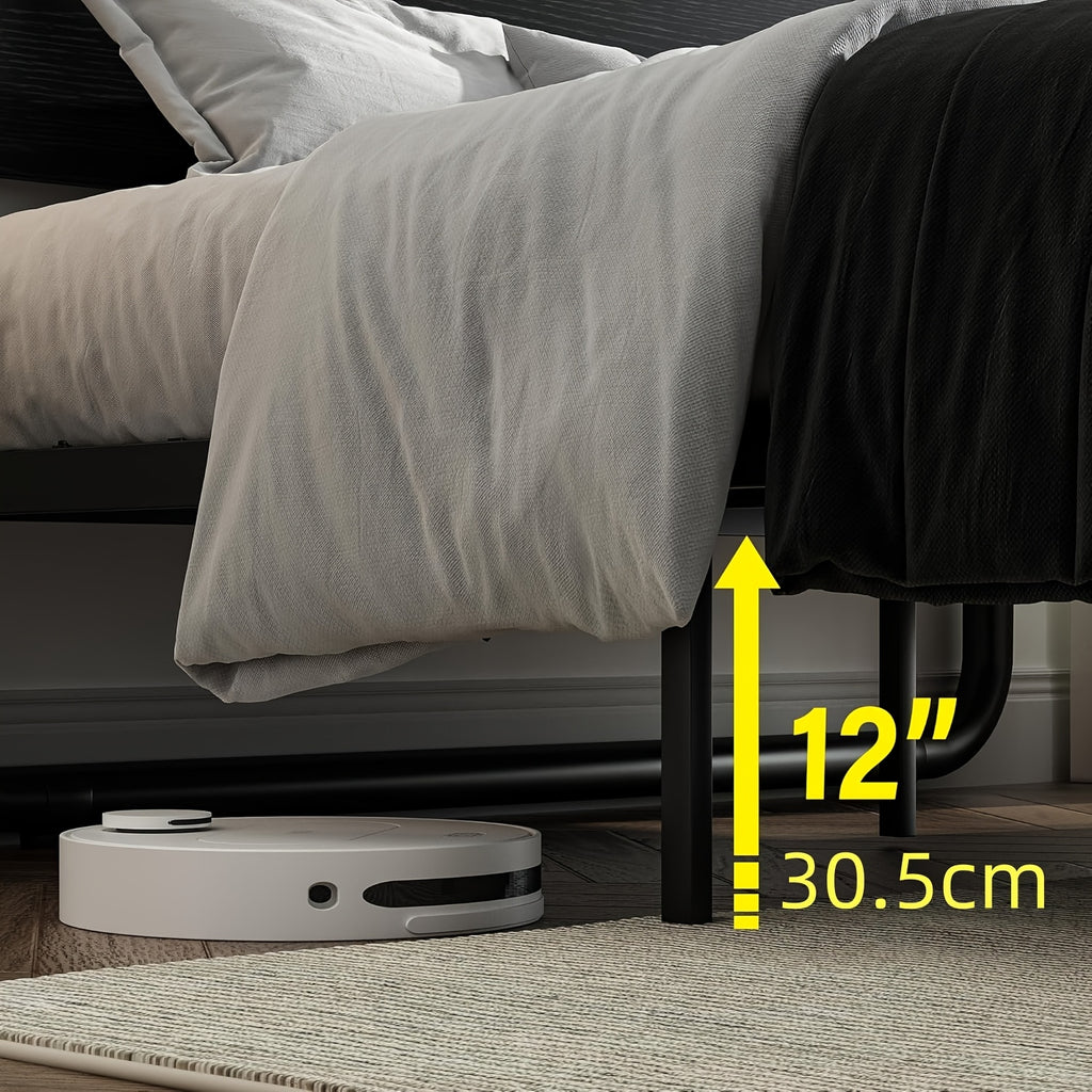 Twin Full Queen King Size Black/Brown/Grey/White Bed Frame with Wood Headboard