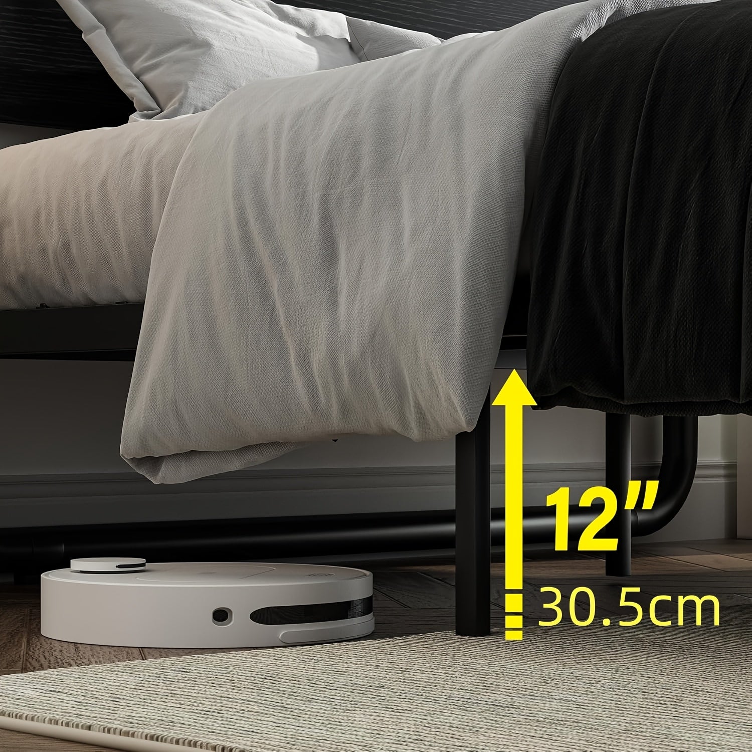 Twin Full Queen King Size Black/Brown/Grey/White Bed Frame with Wood Headboard