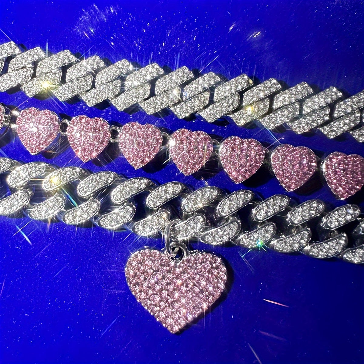 {3pcs} Shiny Heart Pendant Anklets