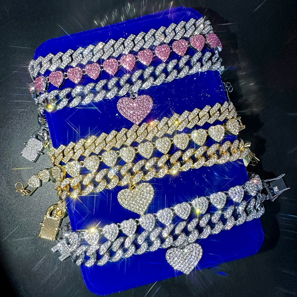 {3pcs} Shiny Heart Pendant Anklets