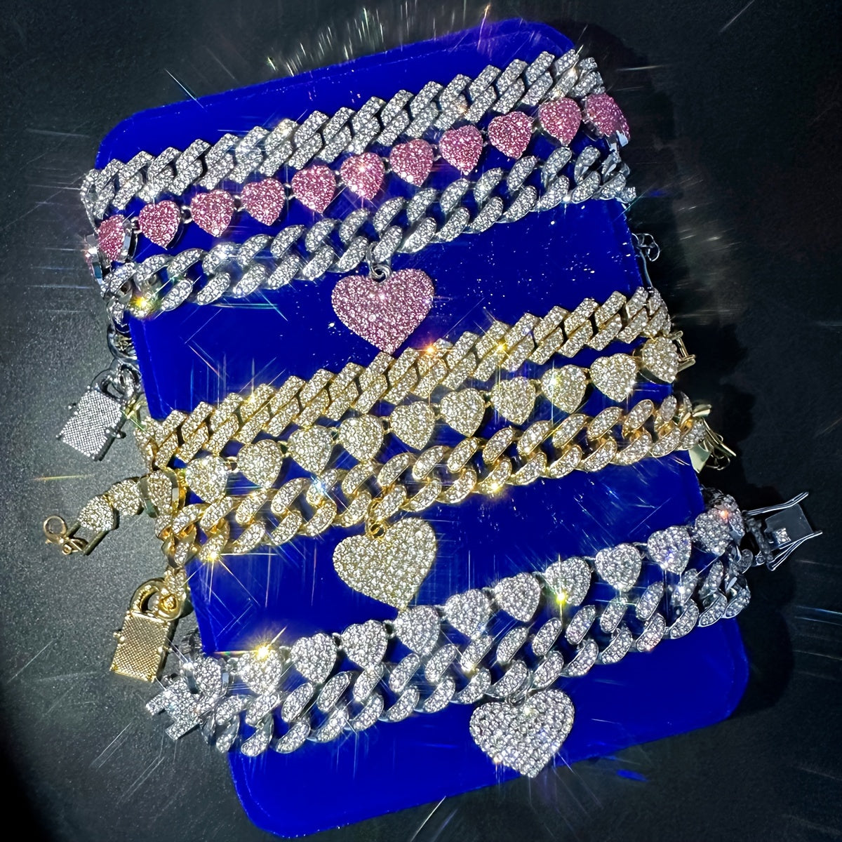 {3pcs} Shiny Heart Pendant Anklets