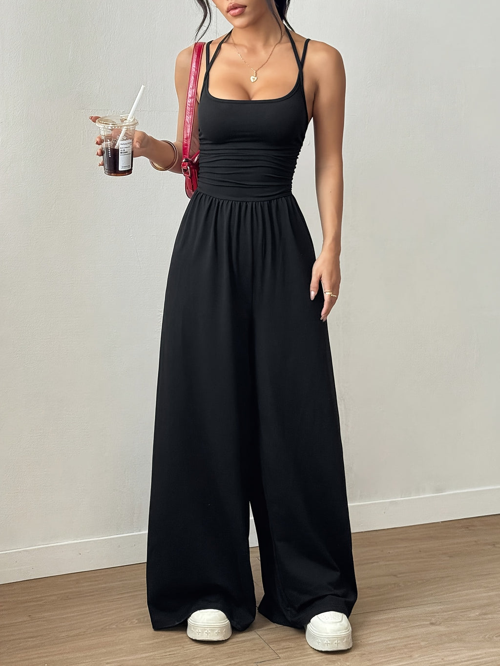 Off-Shoulder Ruched Jumpsuit