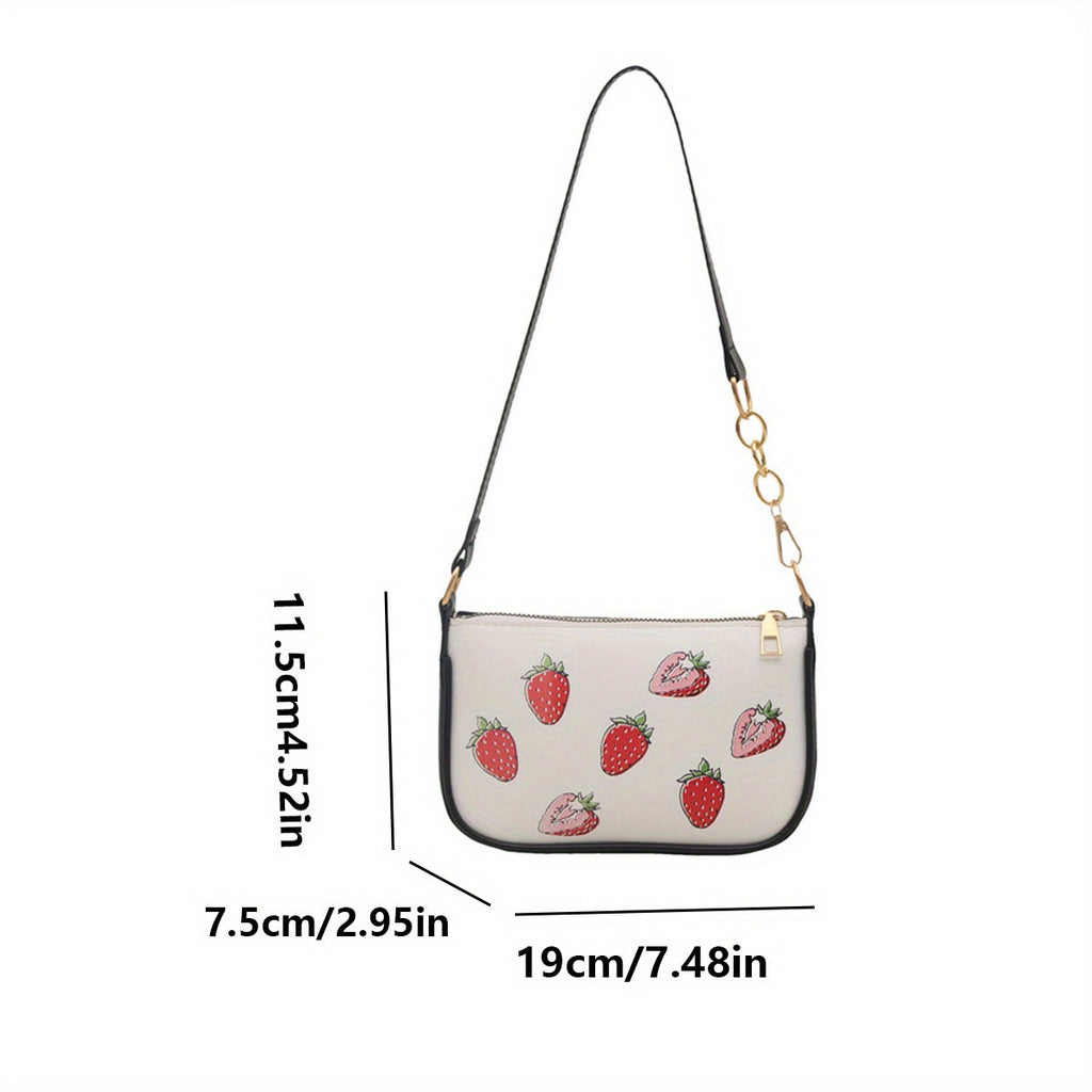 Strawberry Shoulder Bag with Adjustable Strap