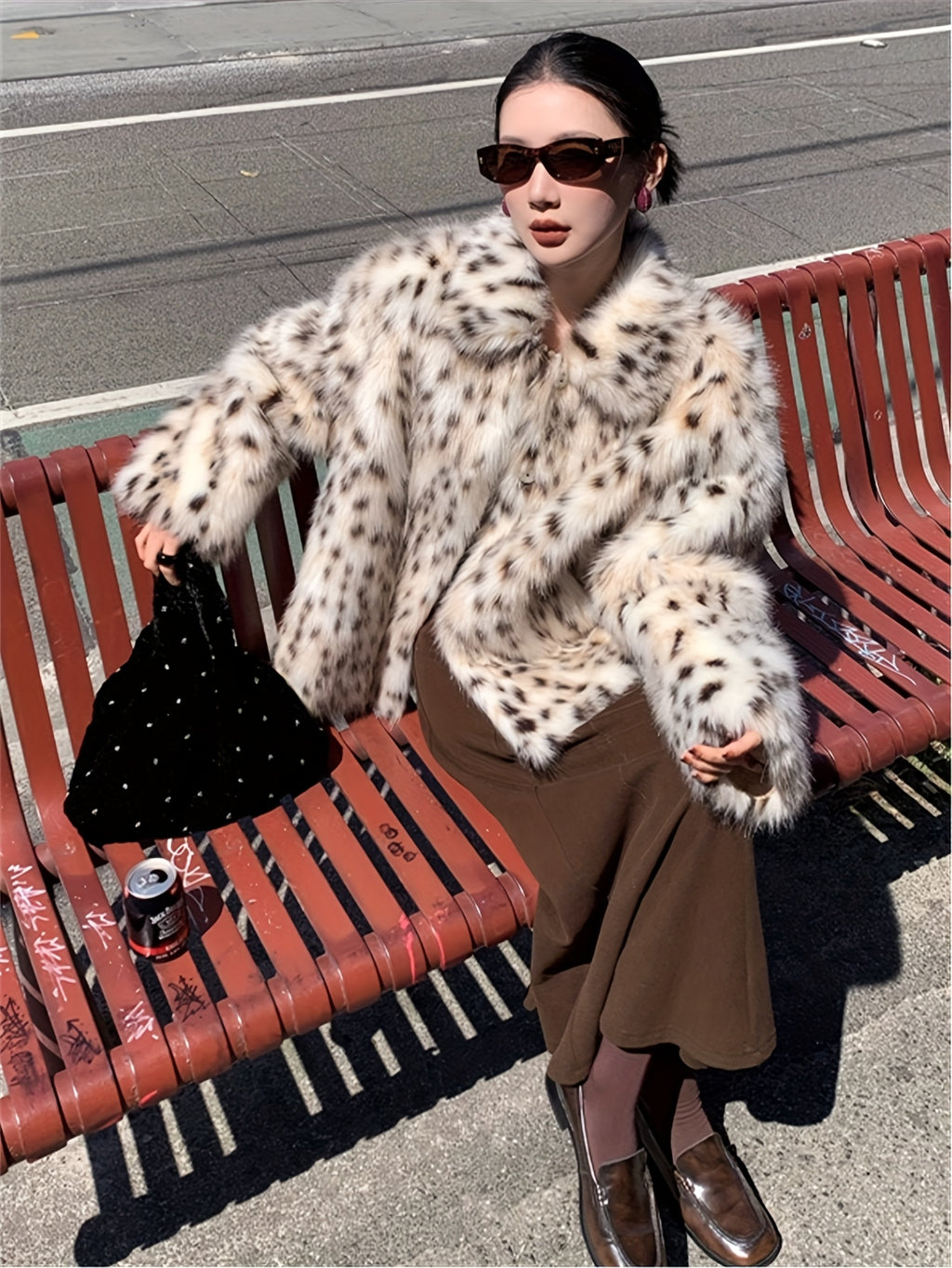 Leopard Print Long Sleeve Coat
