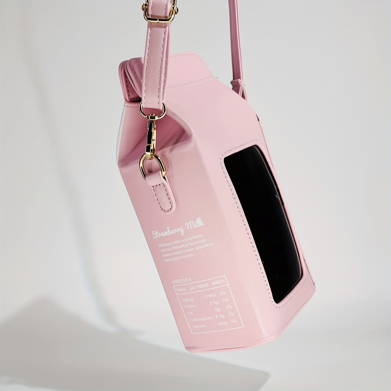 Women's Fashion Milk Carton-Shaped Letter and Cow Print Crossbody Bag with Adjustable Strap and Zipper Closure, Casual Commuter Satchel for Travel and Everyday Use - Strawberry Pattern Square Purse, Lightweight Handbag, Playf