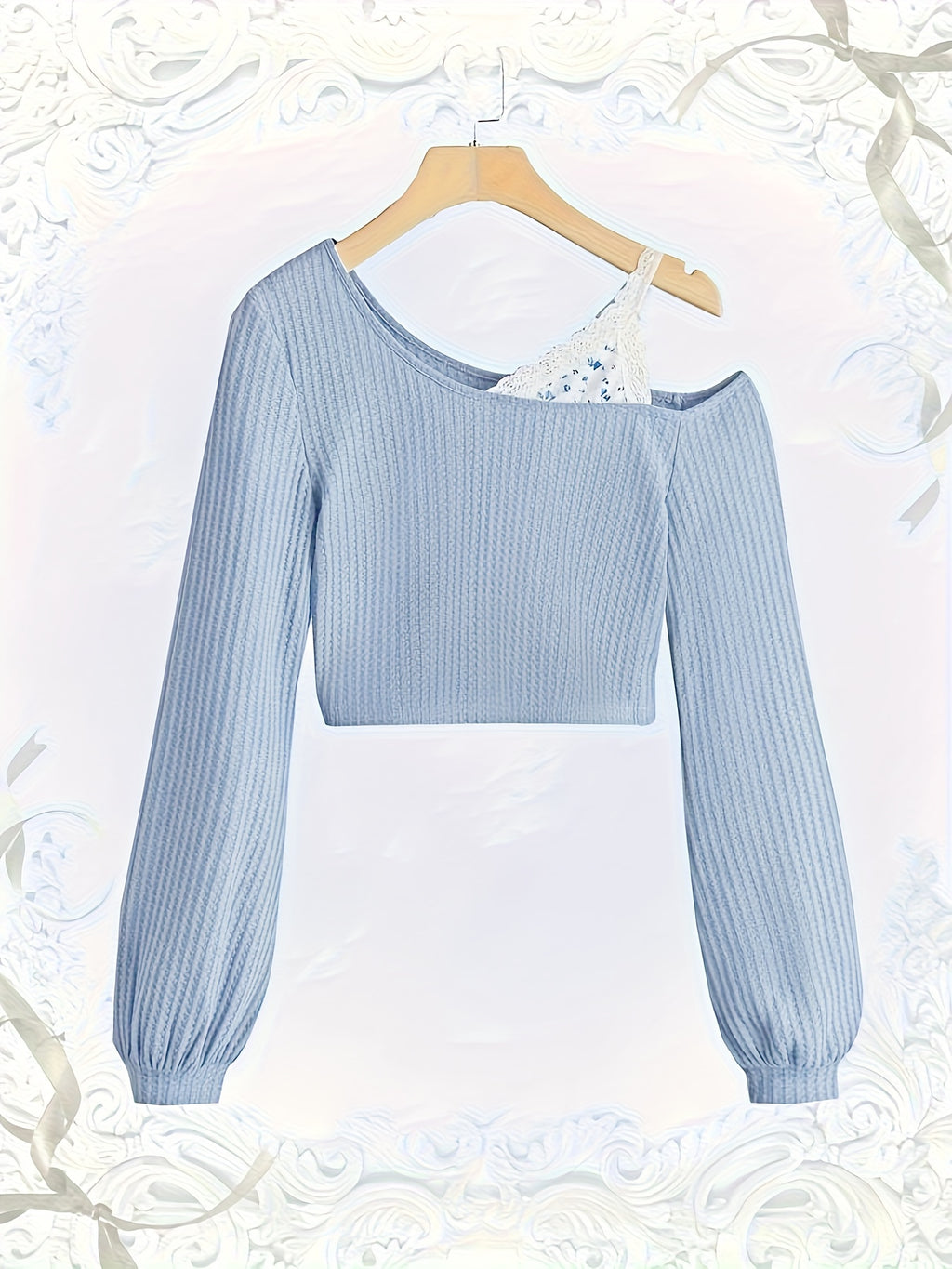 Lace Trim Off-Shoulder T-Shirt