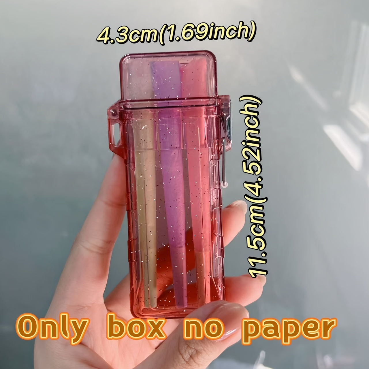 Pink Acrylic-like Cigarette Case with Flip-Top Lid & Pre-Rolled Cone Holder