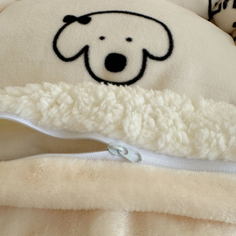 {3/4pcs} Cartoon Lambskin + Milk Velvet Set