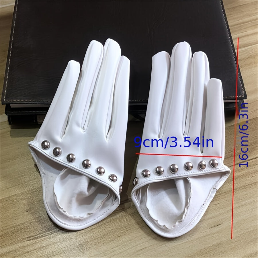 Short Half-Finger Gloves with Rivets