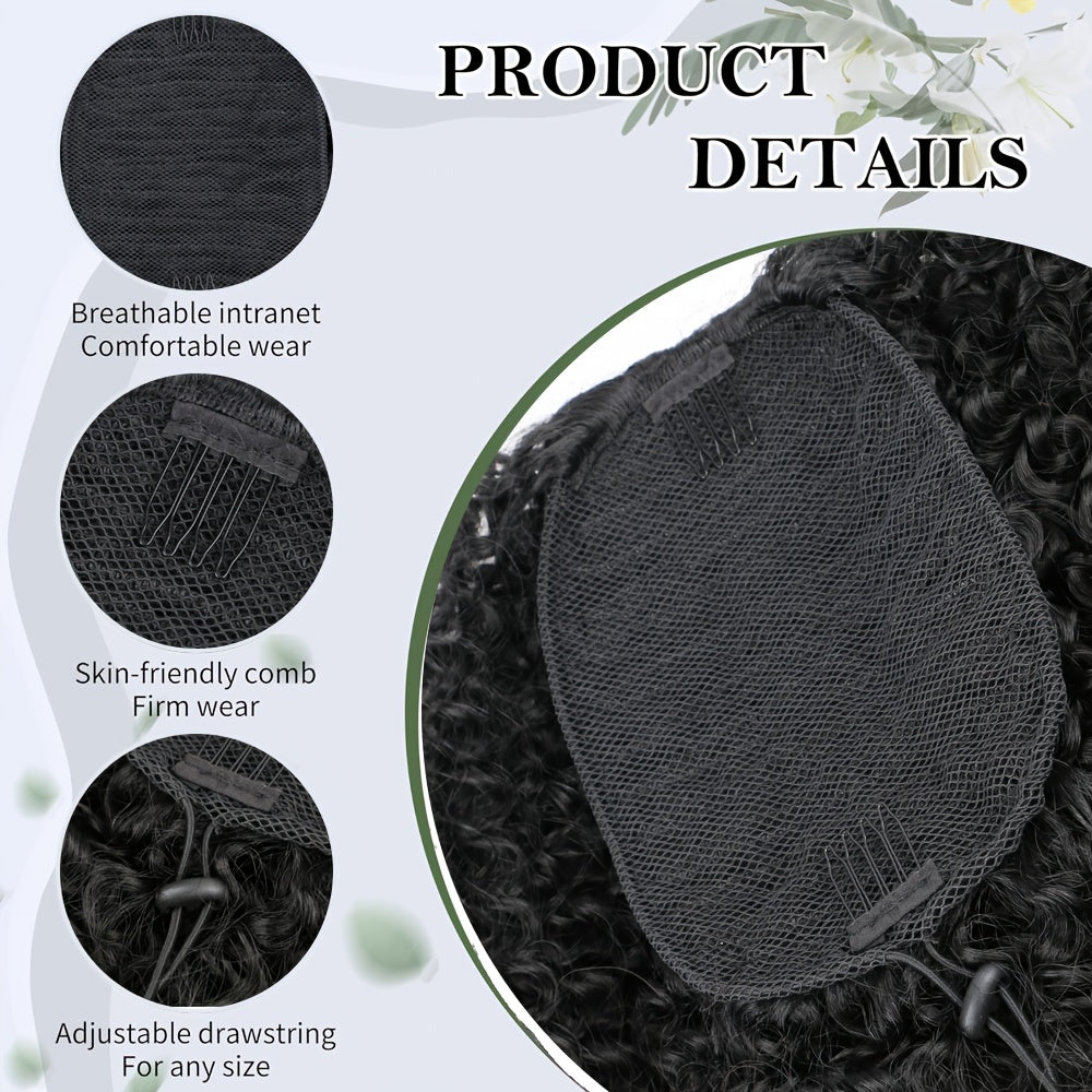 Voluminous • Women's Synthetic Afro Kinky Curly Ponytail • Comfortable Drawstring Closure • Natural Look Hairpiece