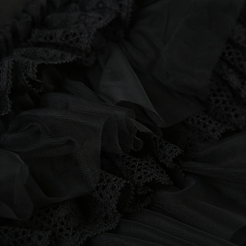 Lace Trim Tiered Shorts