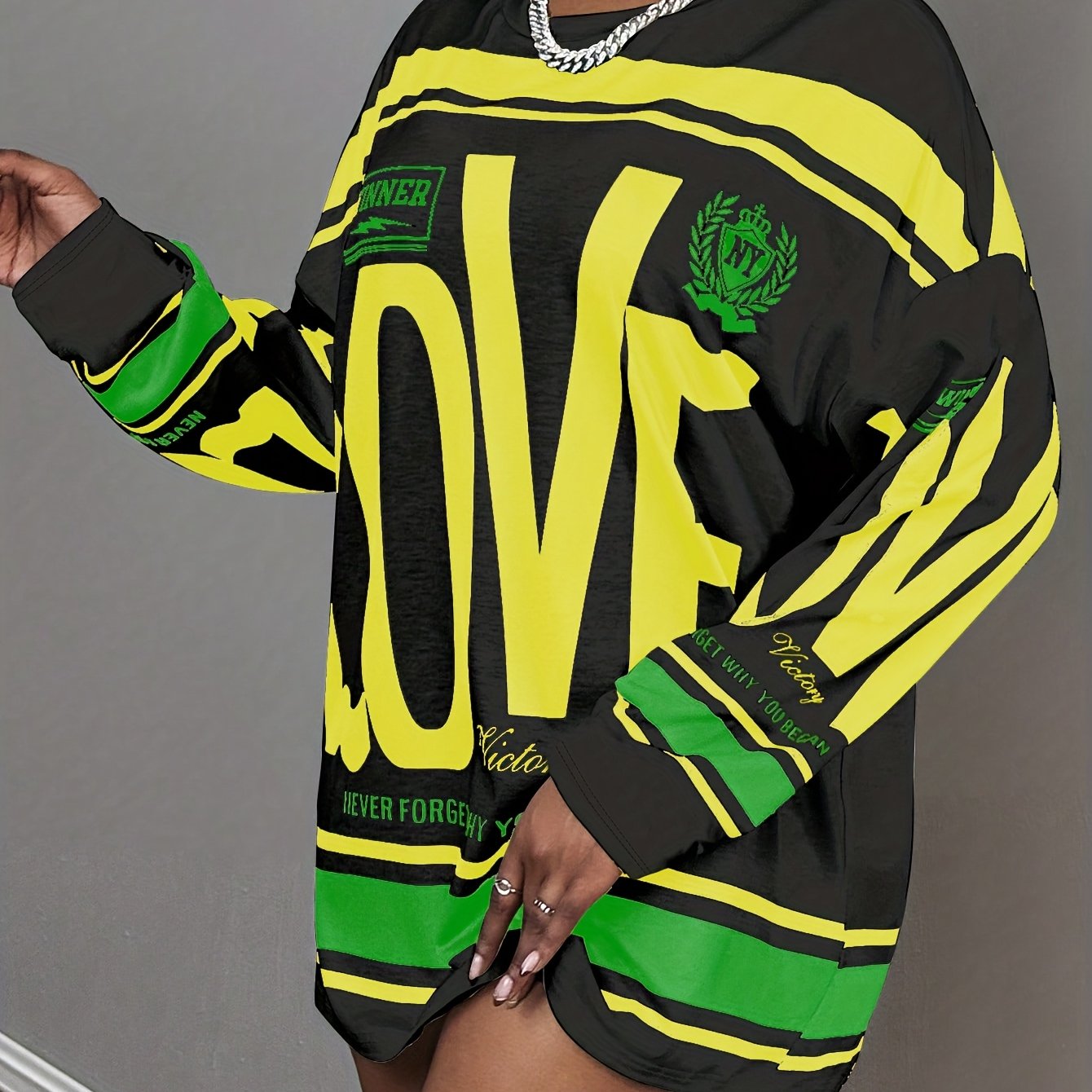 Oversized "LOVE" Letter Print Long Sleeve T-Shirt