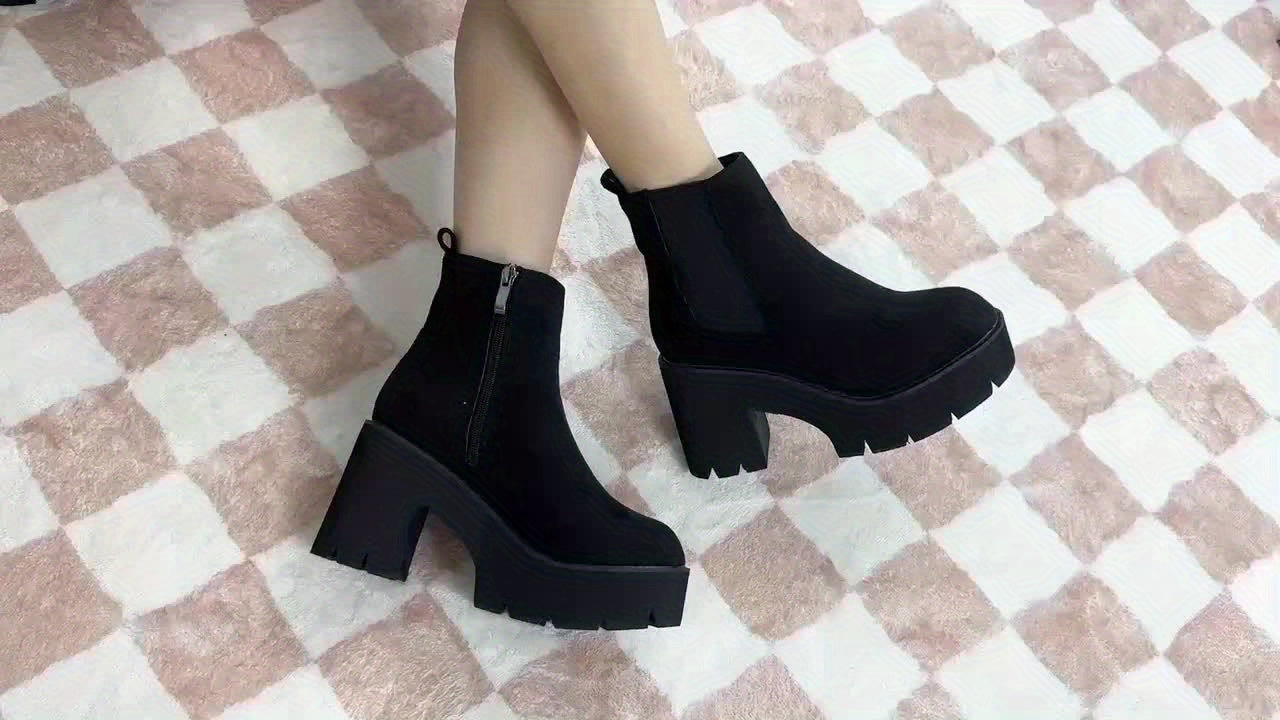 Solid Color Trendy Boots