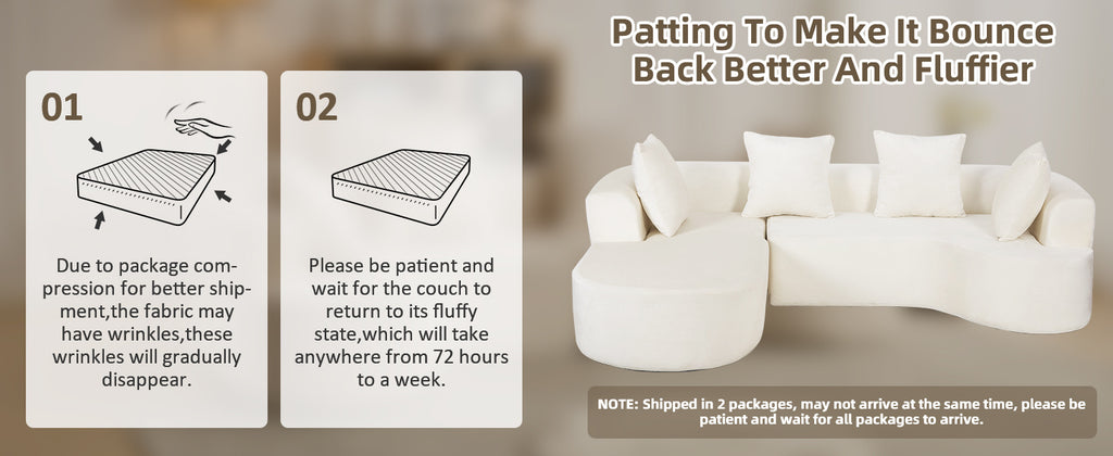 100'' Modern Curved Sofa Couch With Chaise And 4 Pillows