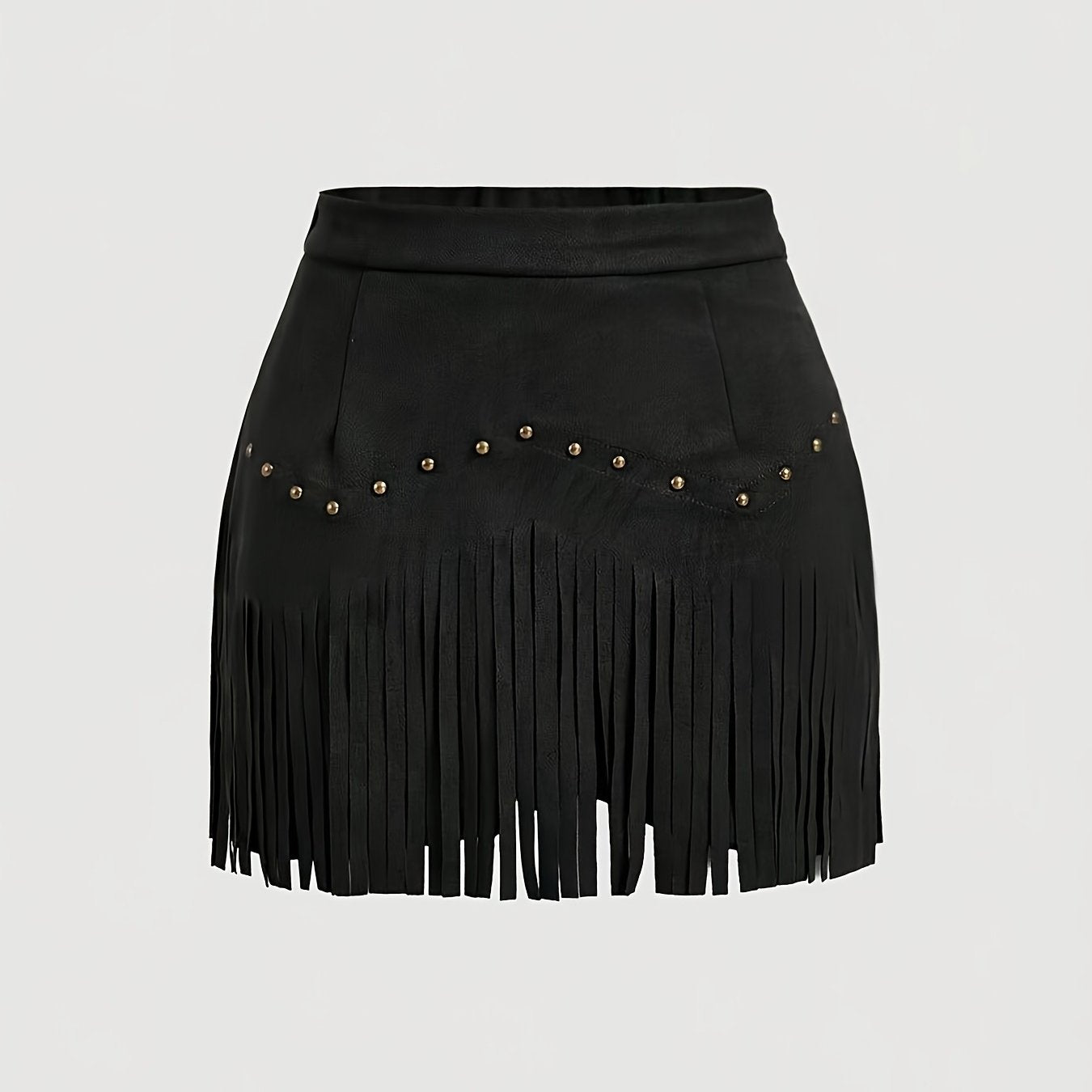 Women's Vintage Rivet Tassel Brown A-Line Skirt