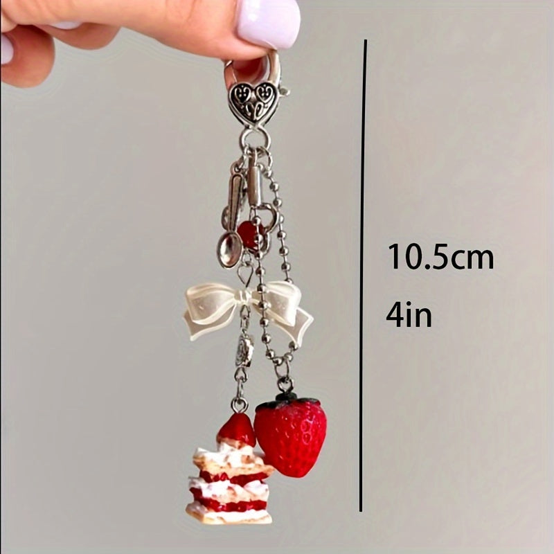 Handmade Strawberry Cake Keychain