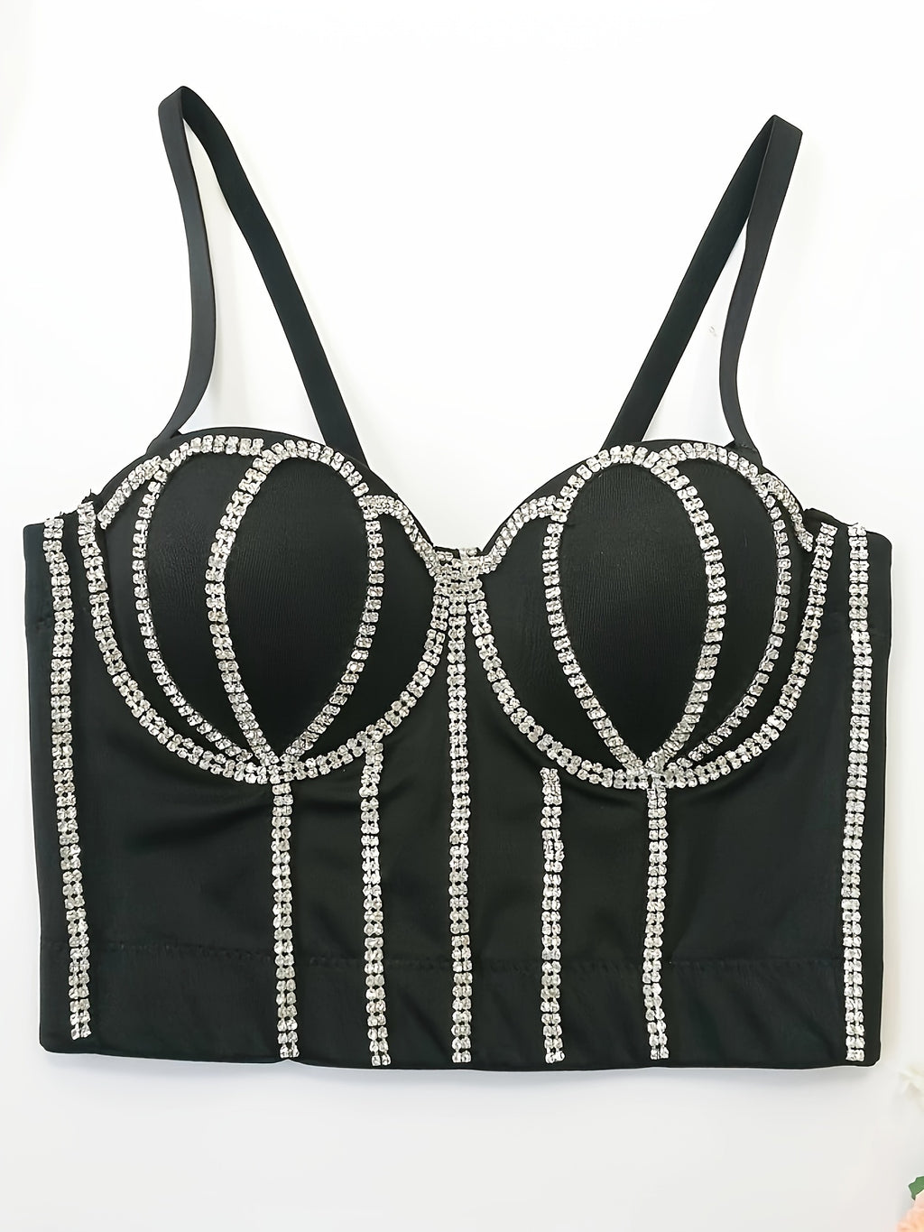 #8185 French Design Sleeveless Vest, Niche Shaping Underwear for Women, Fishbone Top with Studs and Shiny Rhinestones, Women'S Group Tightening Wrap Chest