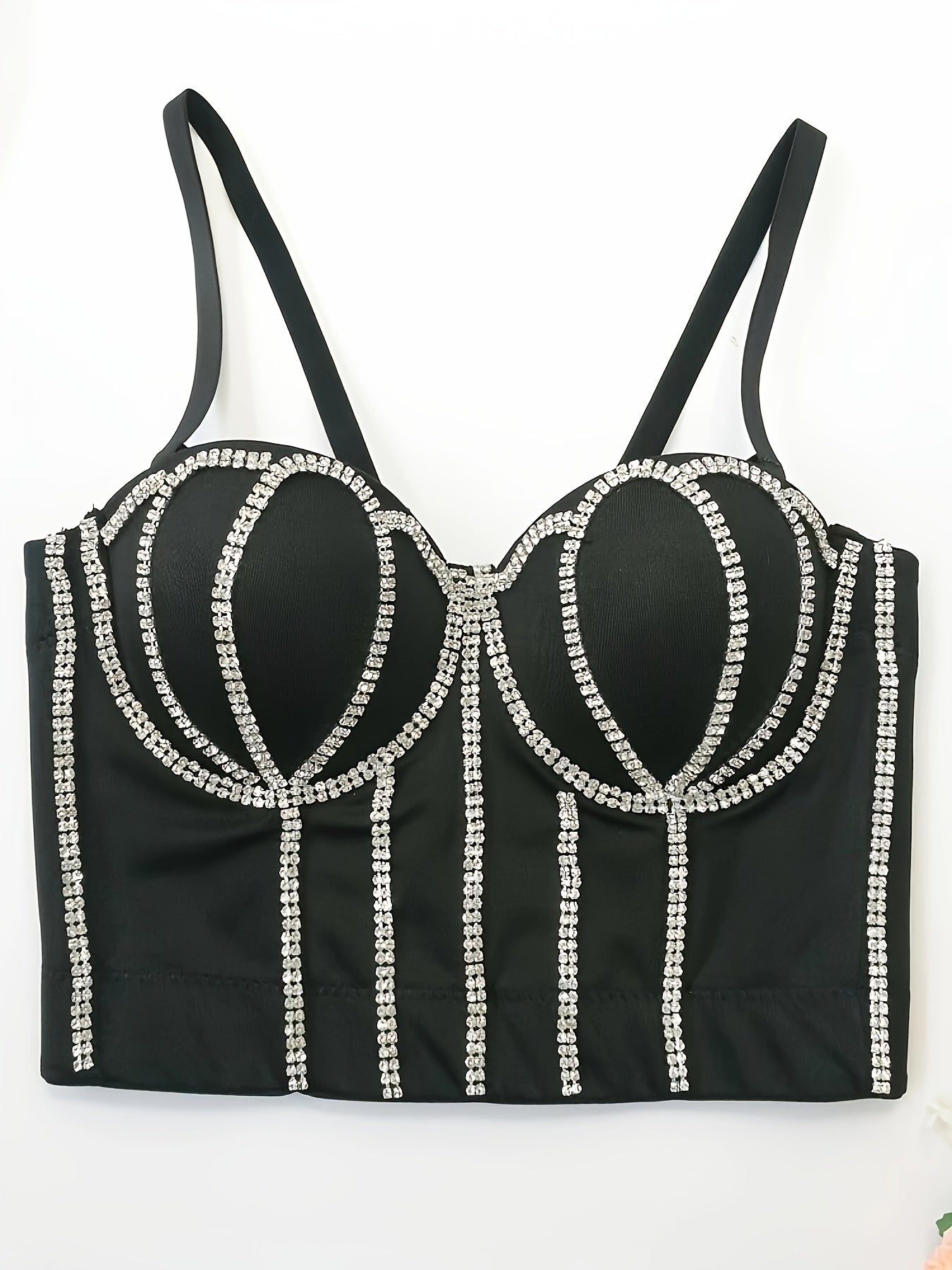 #8185 French Design Sleeveless Vest, Niche Shaping Underwear for Women, Fishbone Top with Studs and Shiny Rhinestones, Women'S Group Tightening Wrap Chest