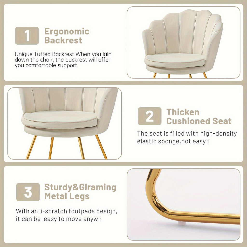 Shell Shape Velvet Dressing Chair