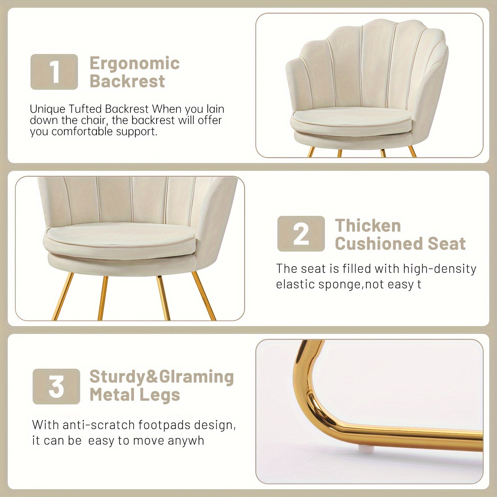 Shell Shape Velvet Dressing Chair