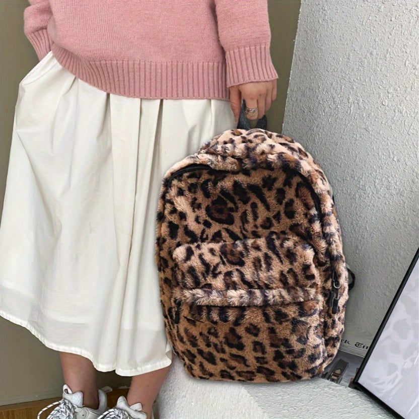 Leopard Fleece Backpack