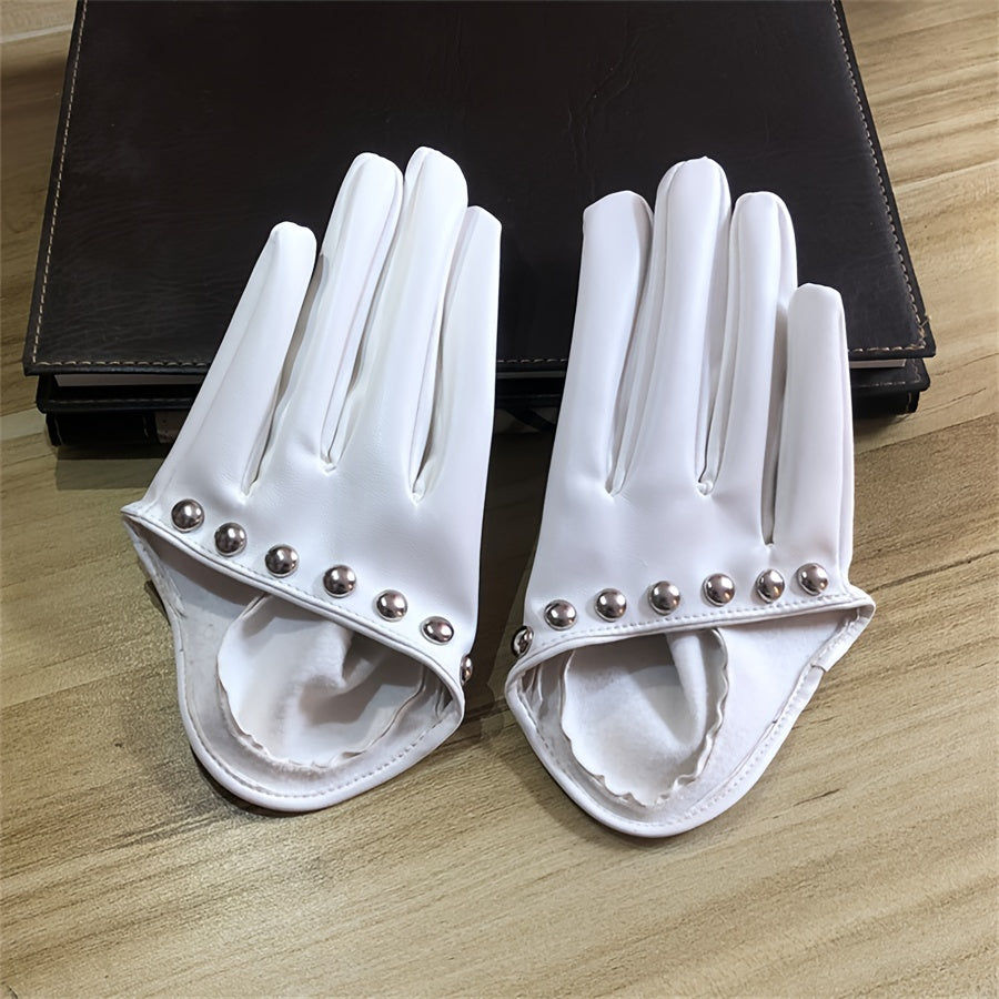 Short Half-Finger Gloves with Rivets