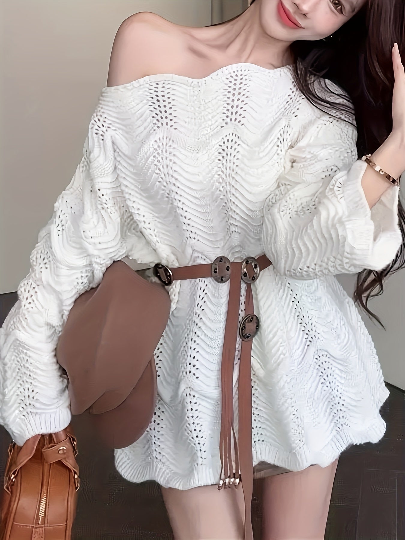Off-Shoulder/One-Shoulder Lace Kimono Jacket