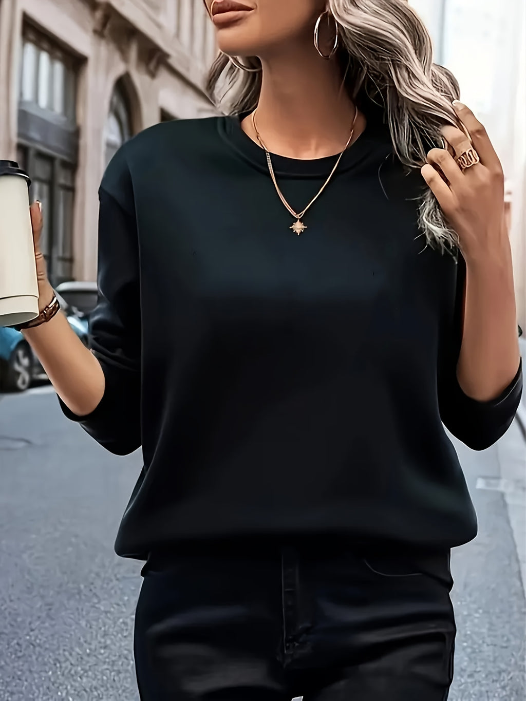 {2pcs} Casual Long Sleeve Round Neck Sweatshirts