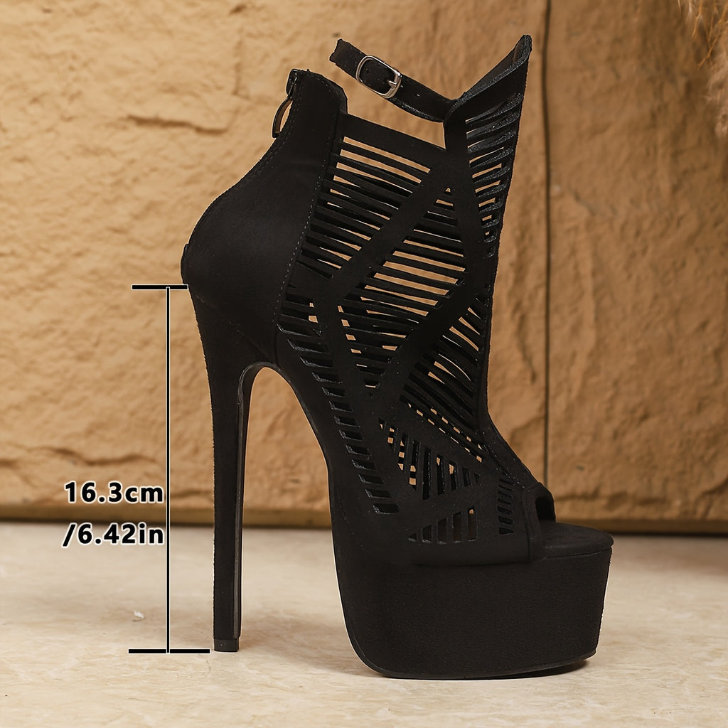 Laser-Cut Fish Mouth Zipper Ankle Boots