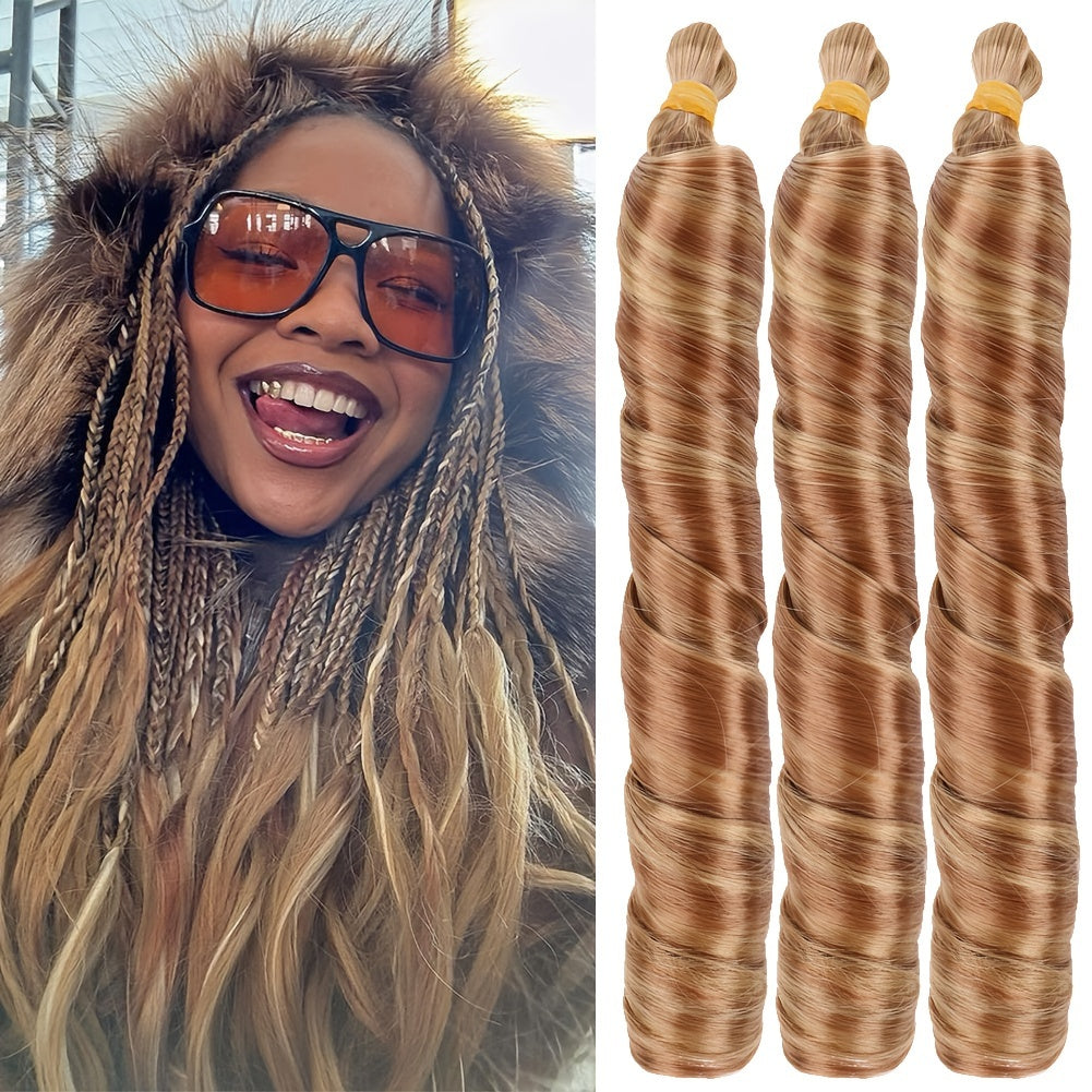 3pcs 22" Pre-Stretched French Curl Braiding Hair Extensions for Women - Loose Wave Synthetic Crochet Braids