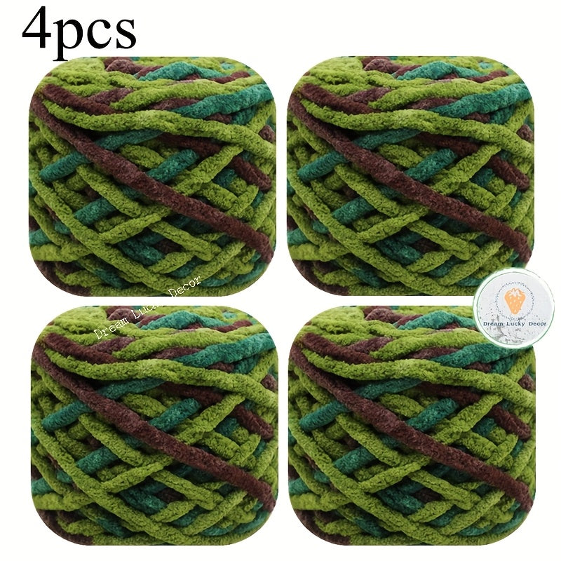 {4pcs} Soft & Thick 100% Polyester Chunky Yarn