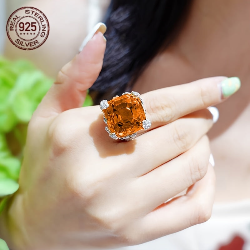 Orange Synthetic Champagne Zirconia Ring