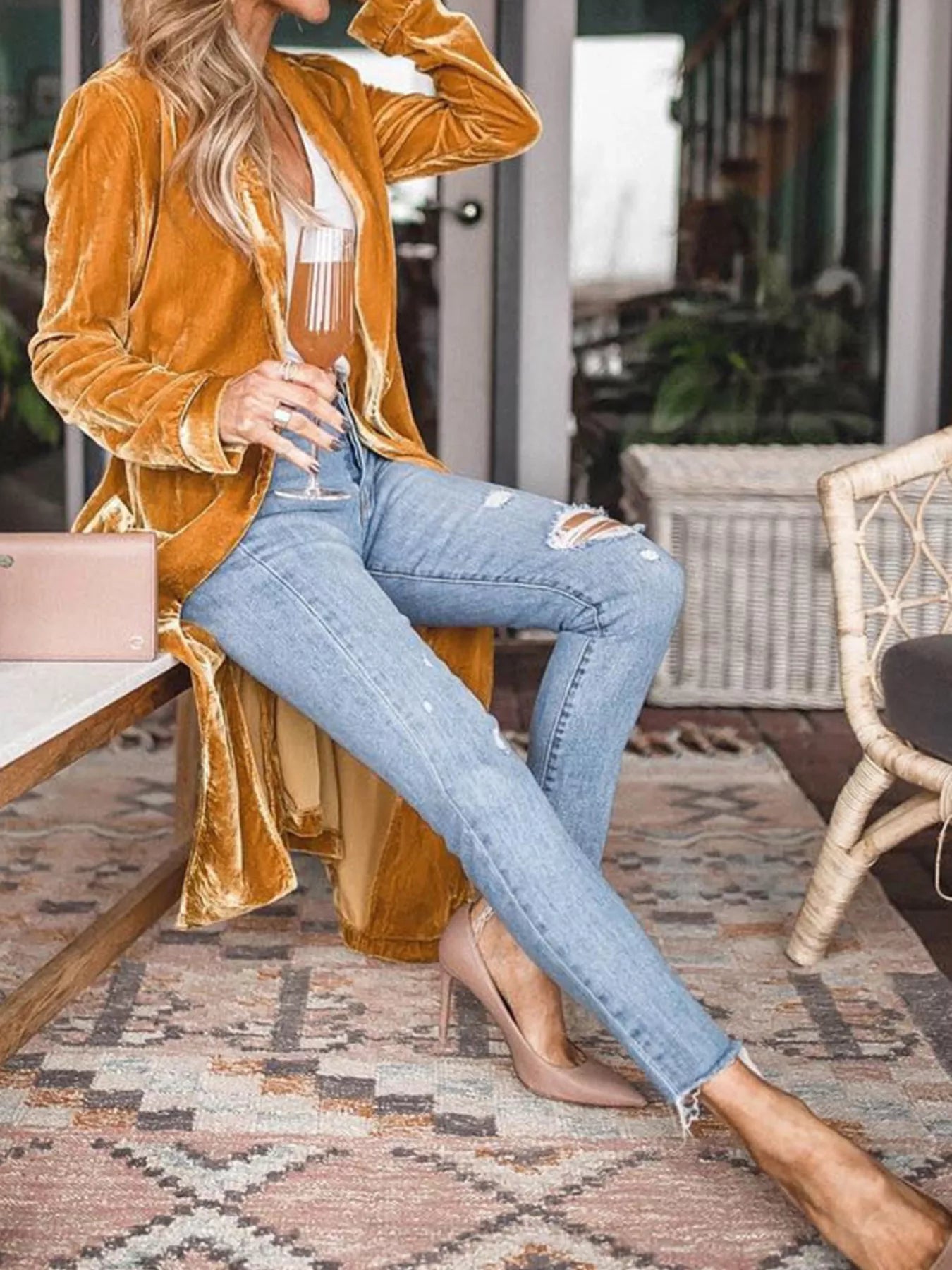 Open Front Long Sleeve Longline Cardigan