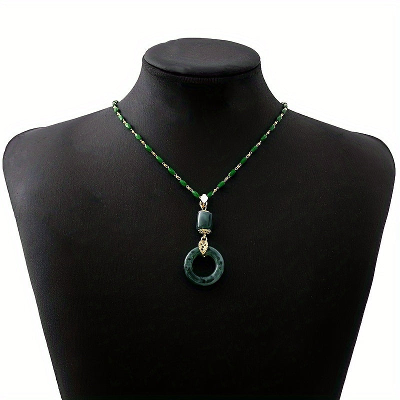 Elegant Artificial Jade Pendant Necklace