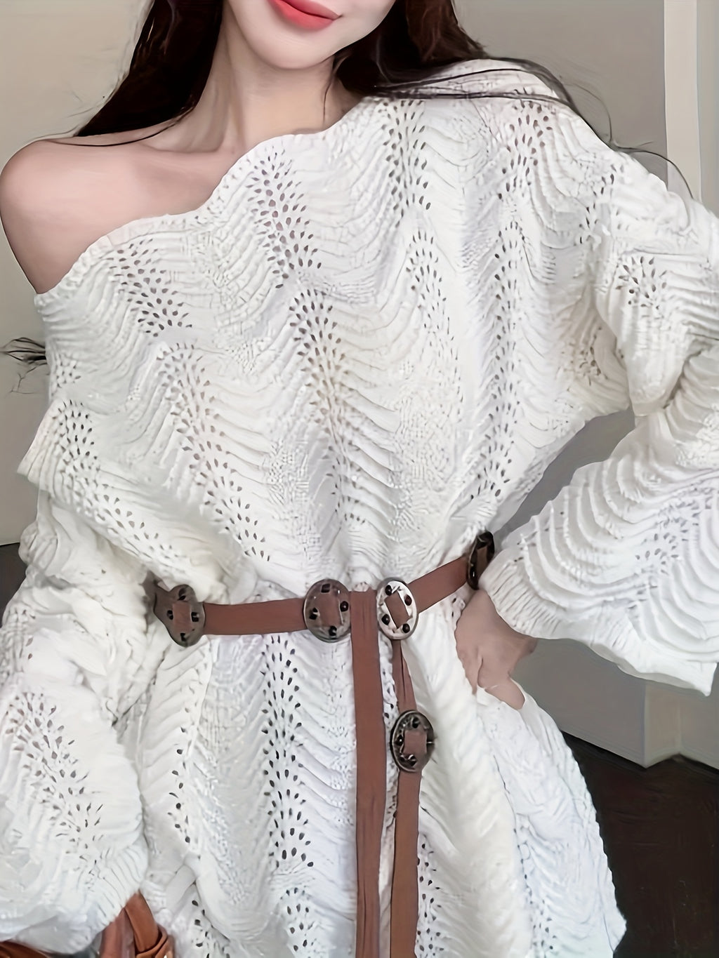 Off-Shoulder/One-Shoulder Lace Kimono Jacket