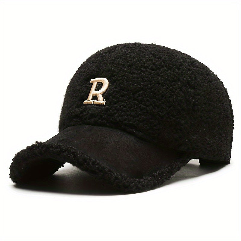 Teddy Bear Plush Thermal Letter R Cap