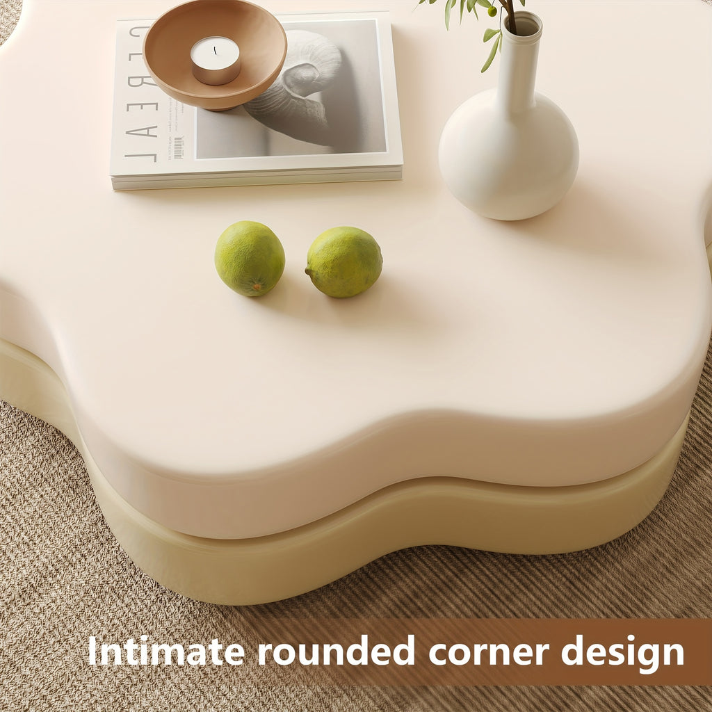 1pcs Italian cream style light luxury modern coffee table, flower double layer rotatable living room small household table, creative design sofa side table