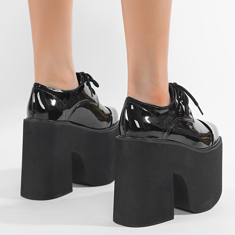 High-Heeled Platform Shoes with Thick Heels And Round Toes