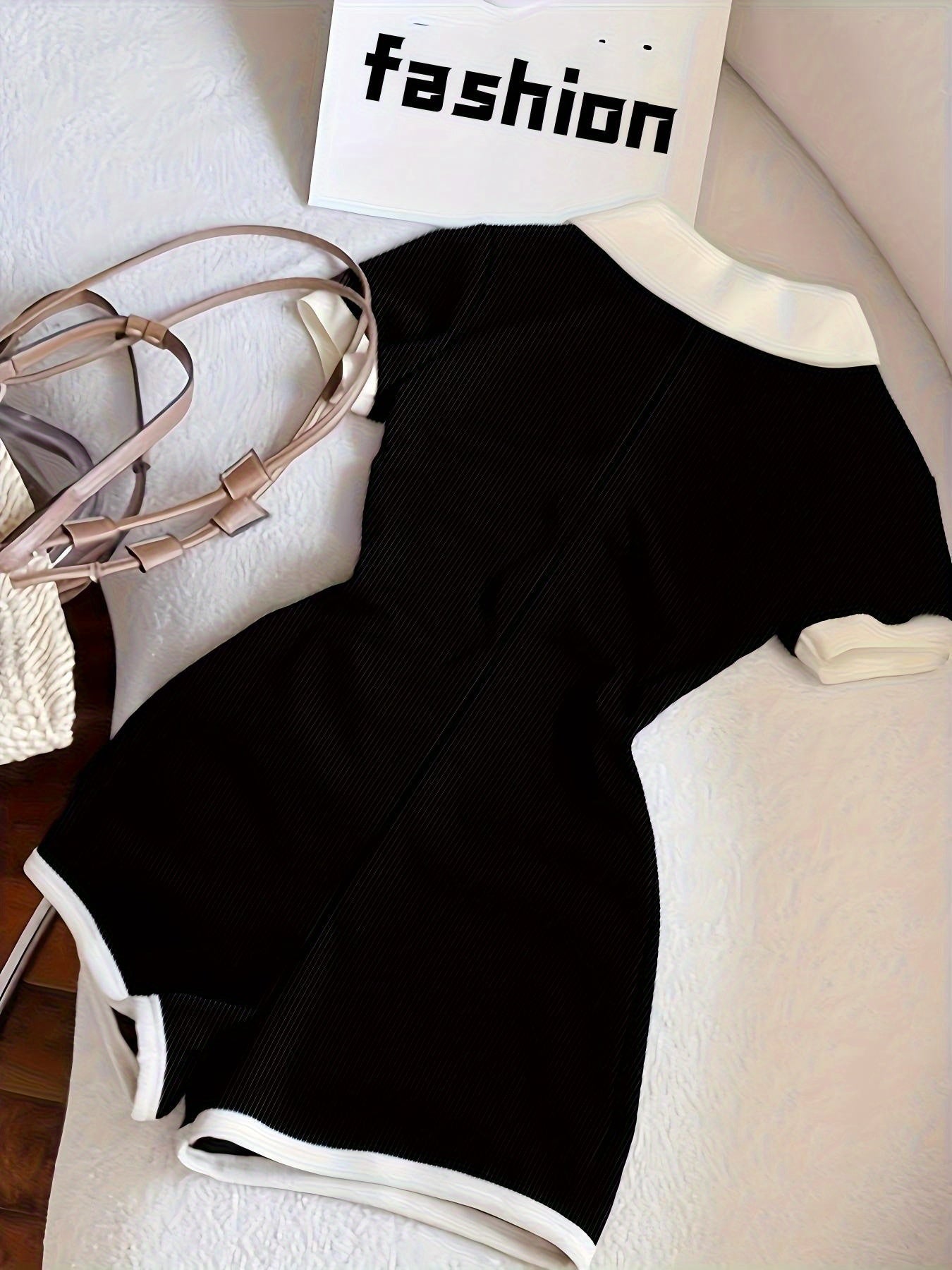 Black & White Contrast Collar Jumpsuit