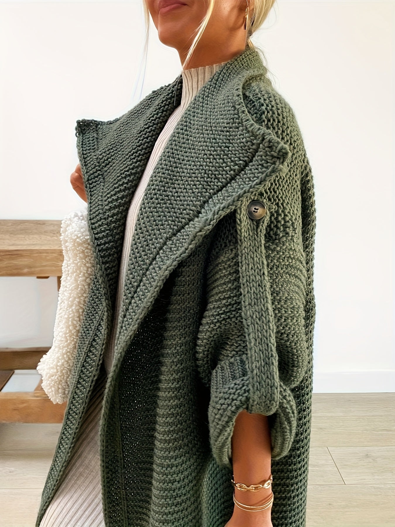 Cardigan Solid Color Long Sleeve Sweater