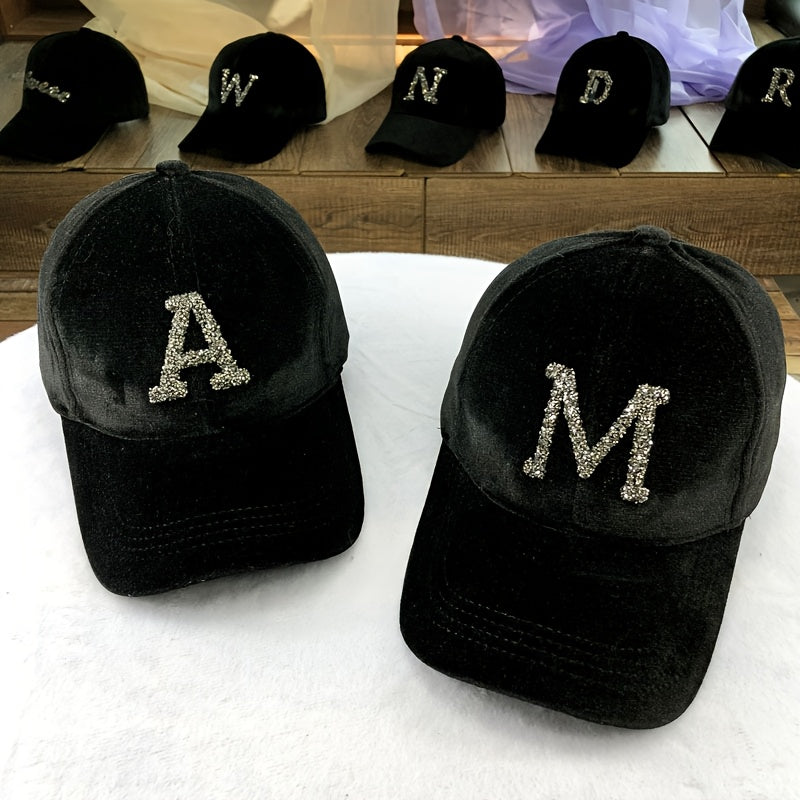 Flannel Letters Rhinestone Baseball Cap